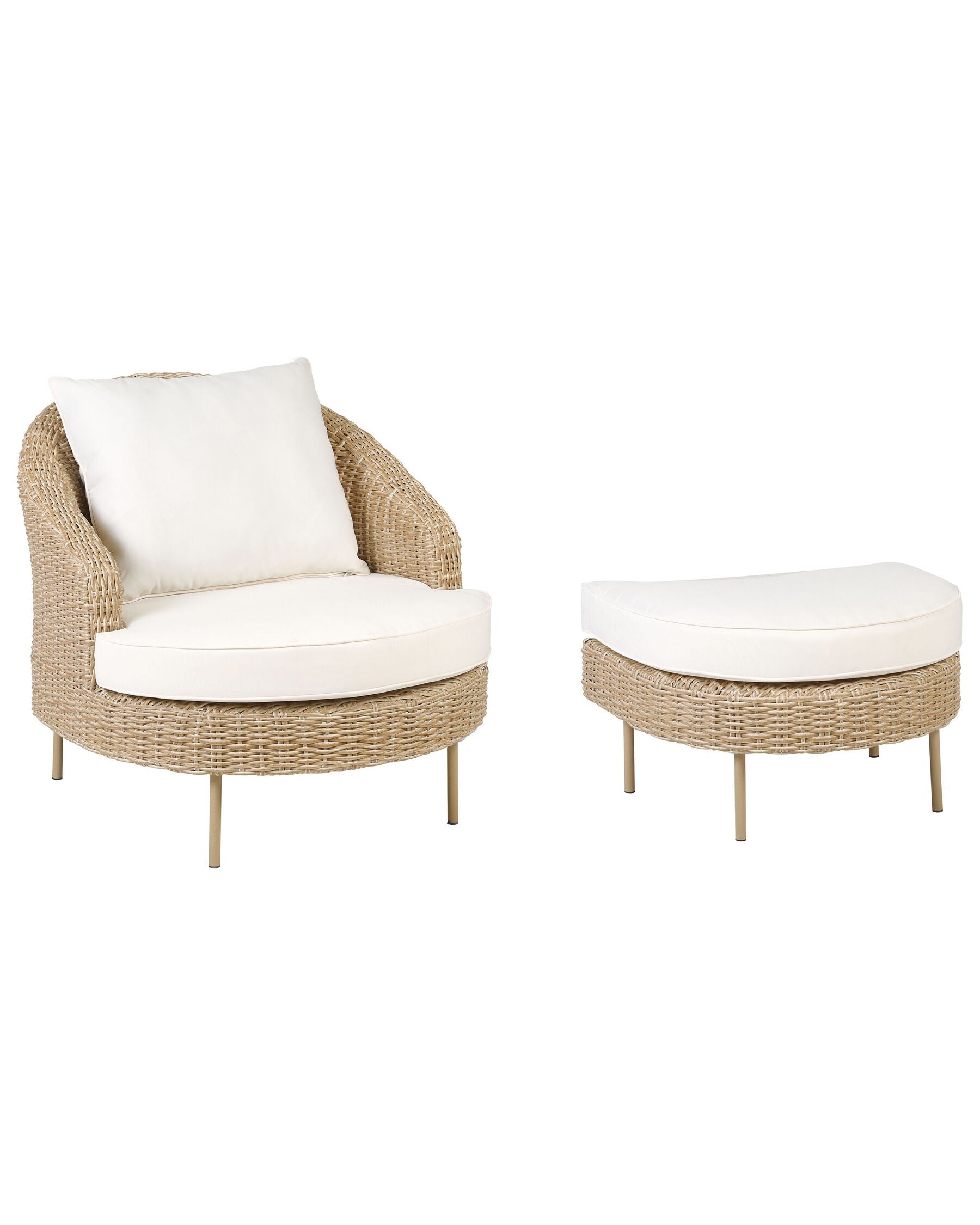 Garden Armchair with Ottoman ARCILLE PE Rattan Natural