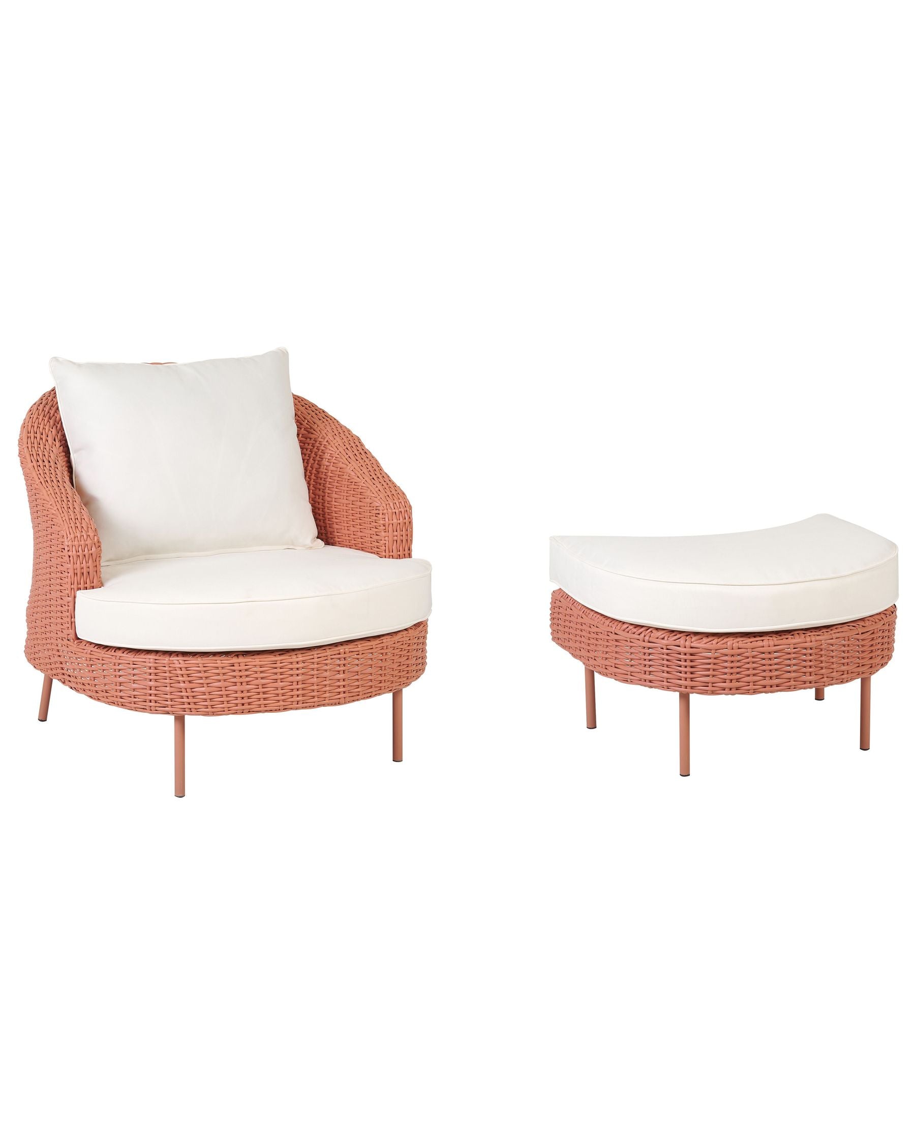 Garden Armchair with Ottoman ARCILLE PE Rattan Peach Pink