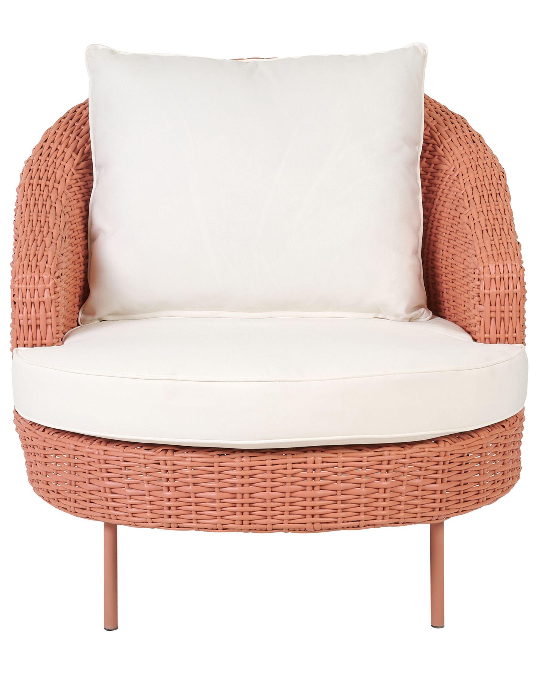 Garden Armchair with Ottoman ARCILLE PE Rattan Peach Pink
