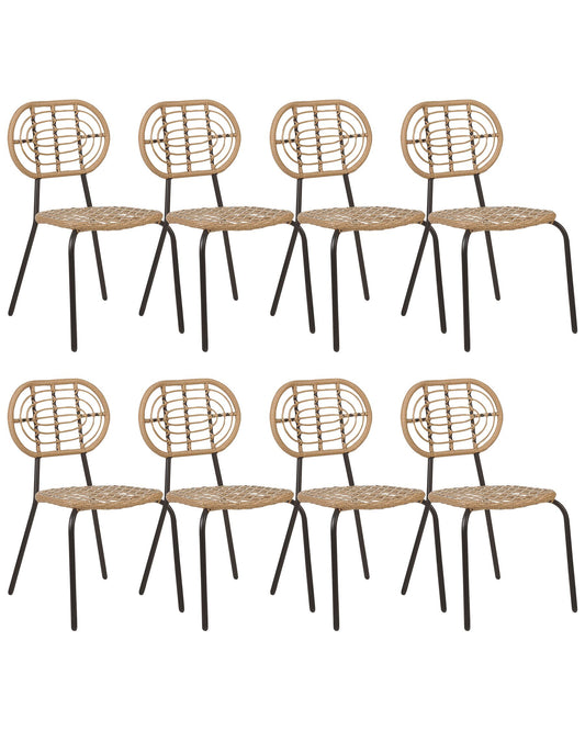Set of 8 Chairs PRATELLO PE Rattan Natural