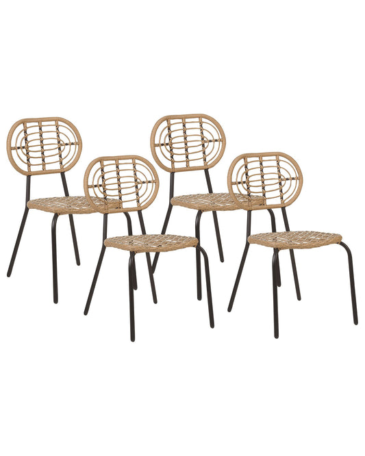 Set of 4 Garden Chairs PRATELLO PE Rattan Natural