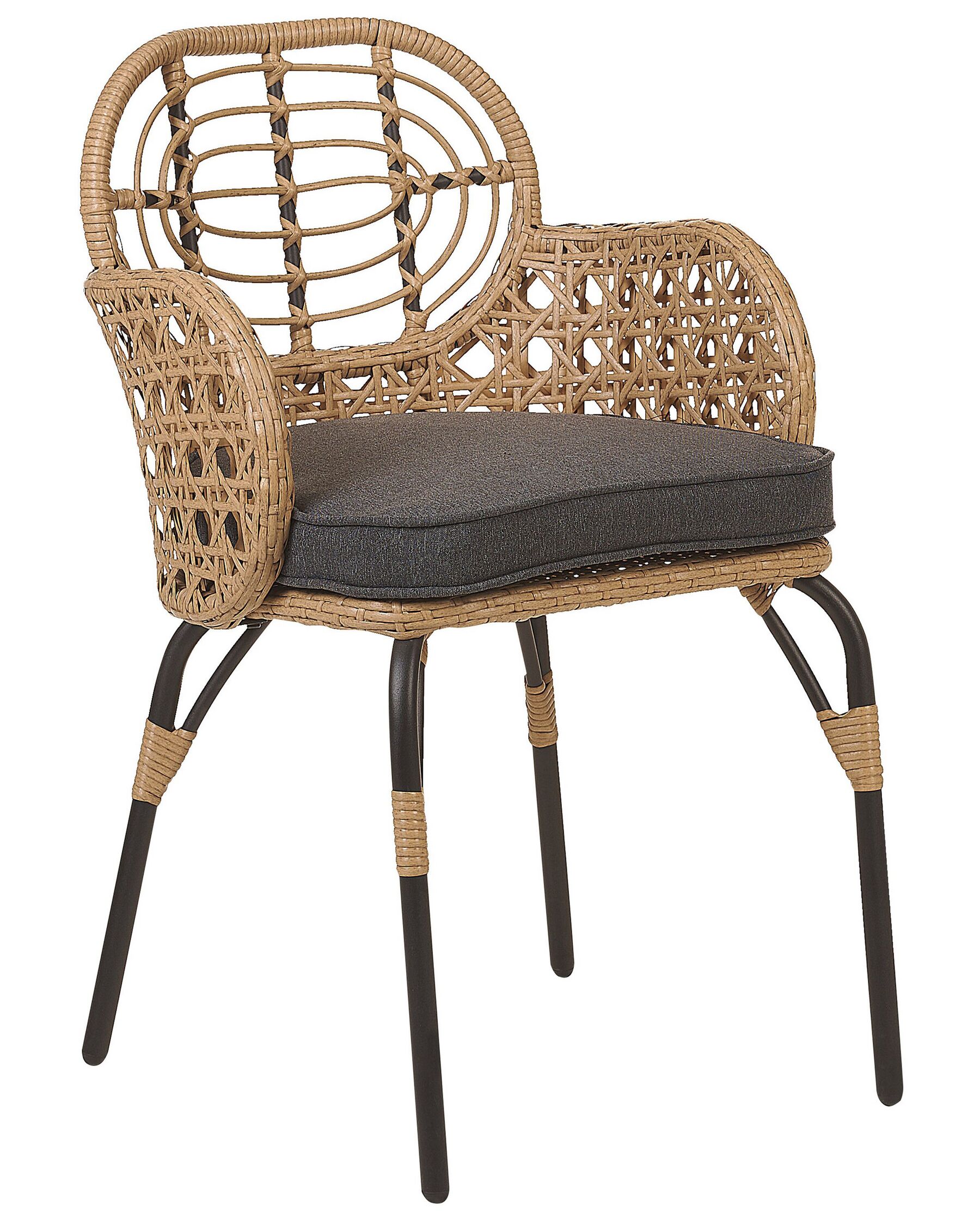 Set of 6 Garden Chairs with Cushions Rattan Natural