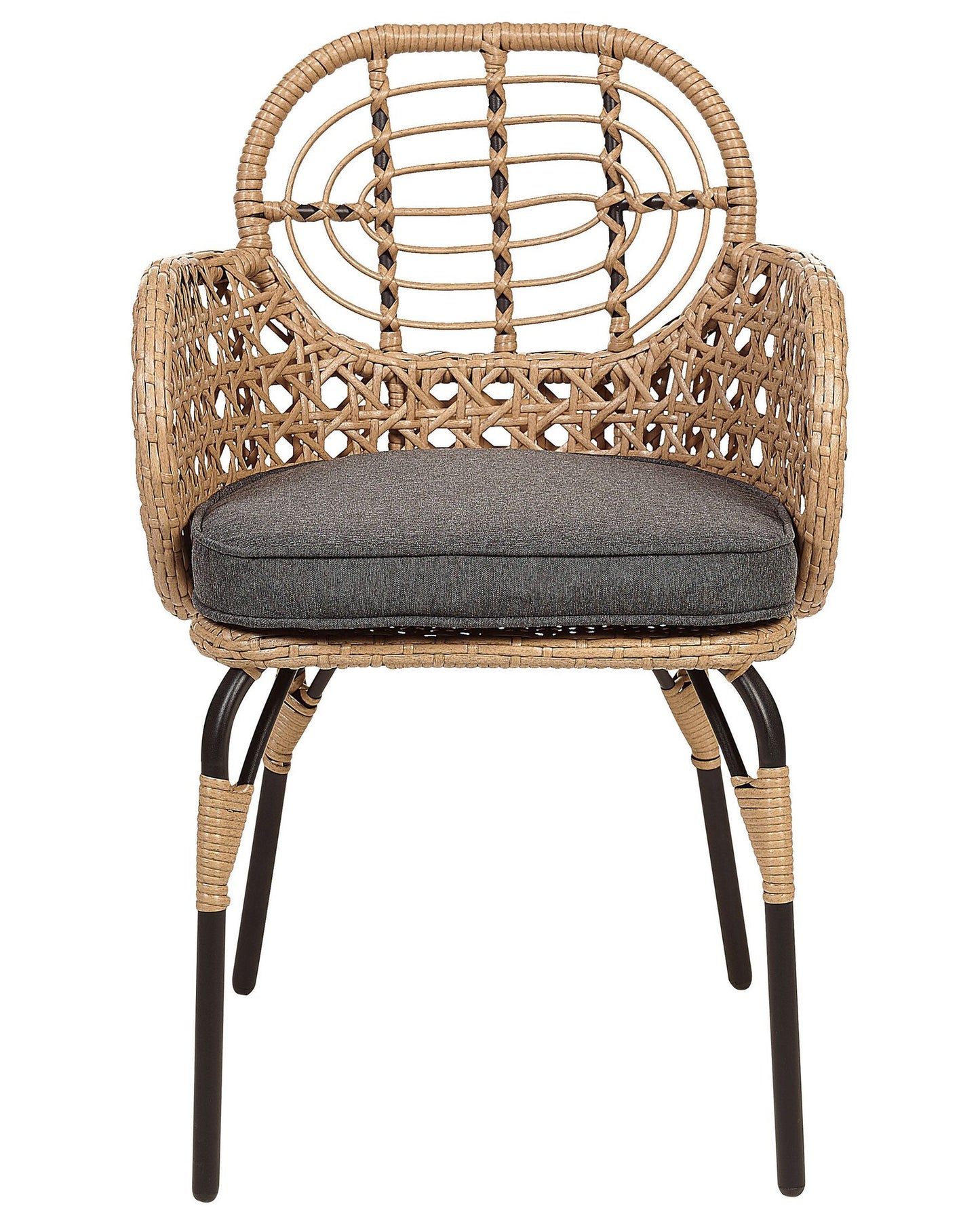 Set of 6 Garden Chairs with Cushions Rattan Natural