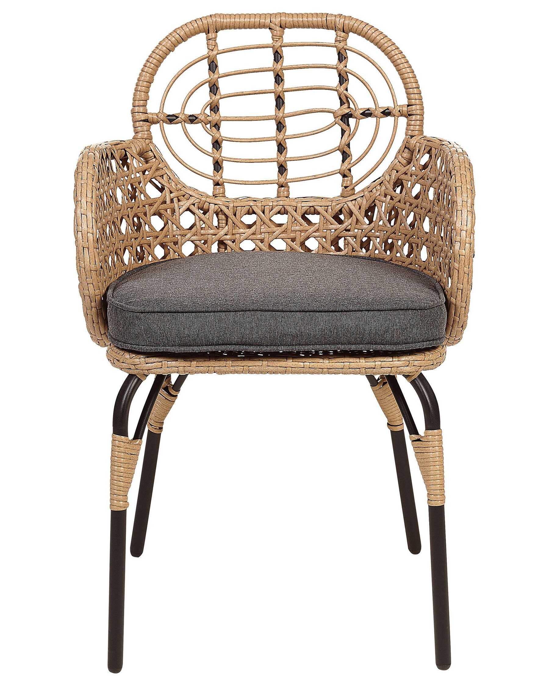 Set of 6 Garden Chairs with Cushions Rattan Natural