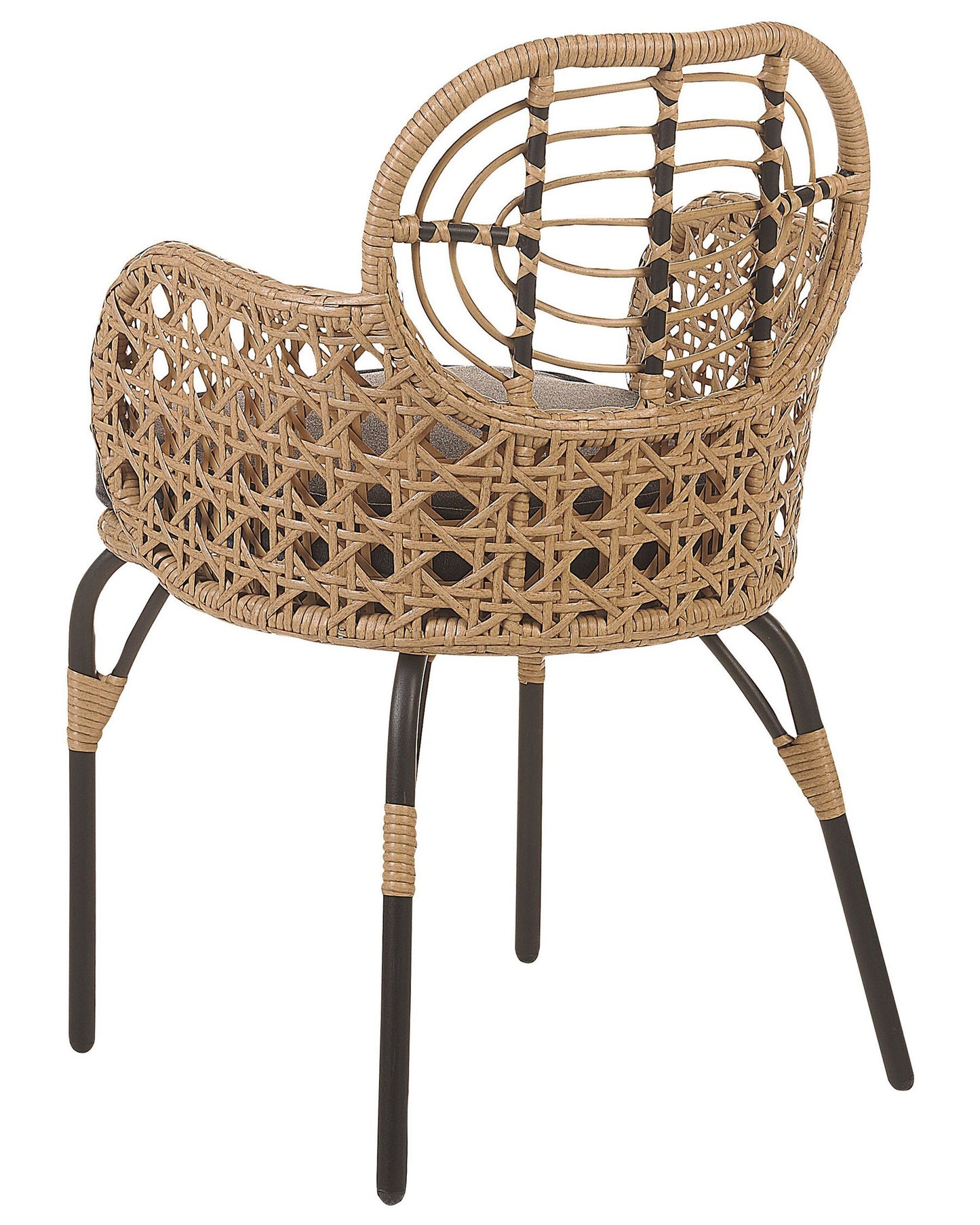 Set of 6 Garden Chairs with Cushions Rattan Natural