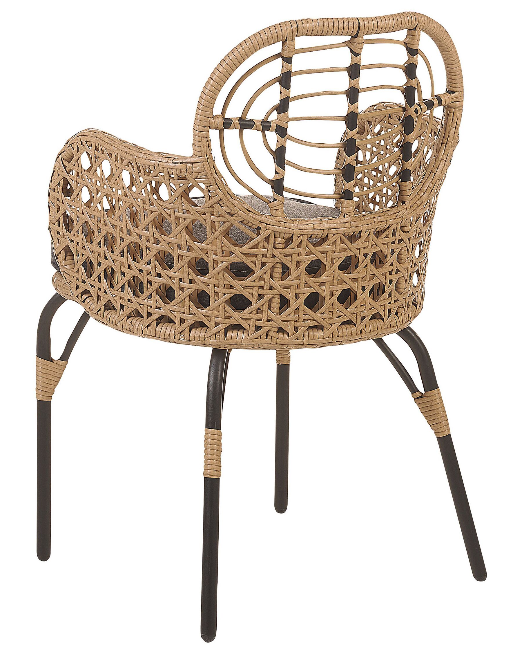 Set of 6 Garden Chairs with Cushions Rattan Natural