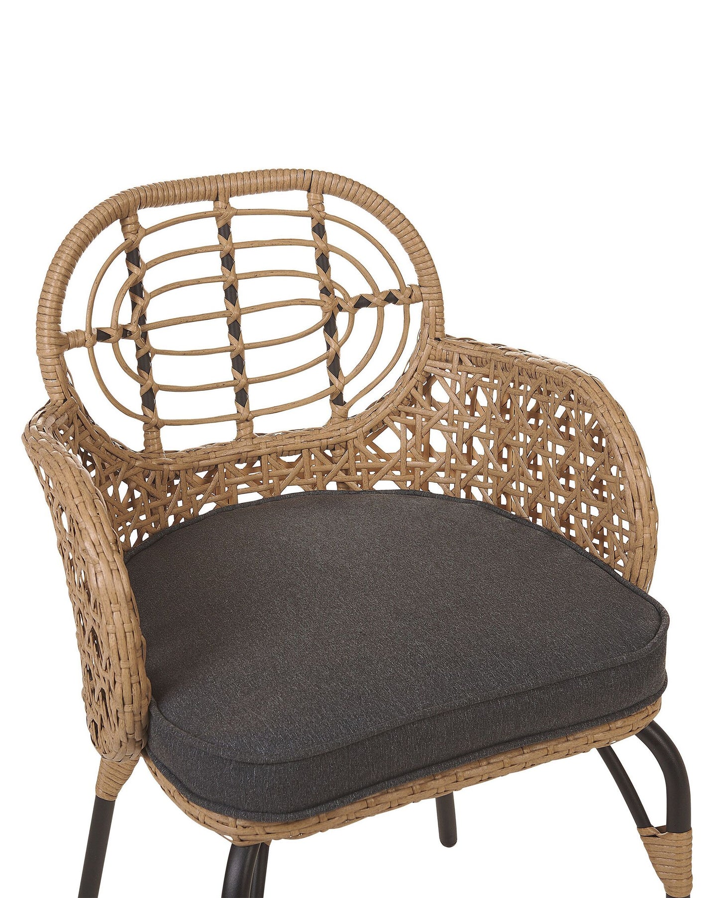 Set of 6 Garden Chairs with Cushions Rattan Natural