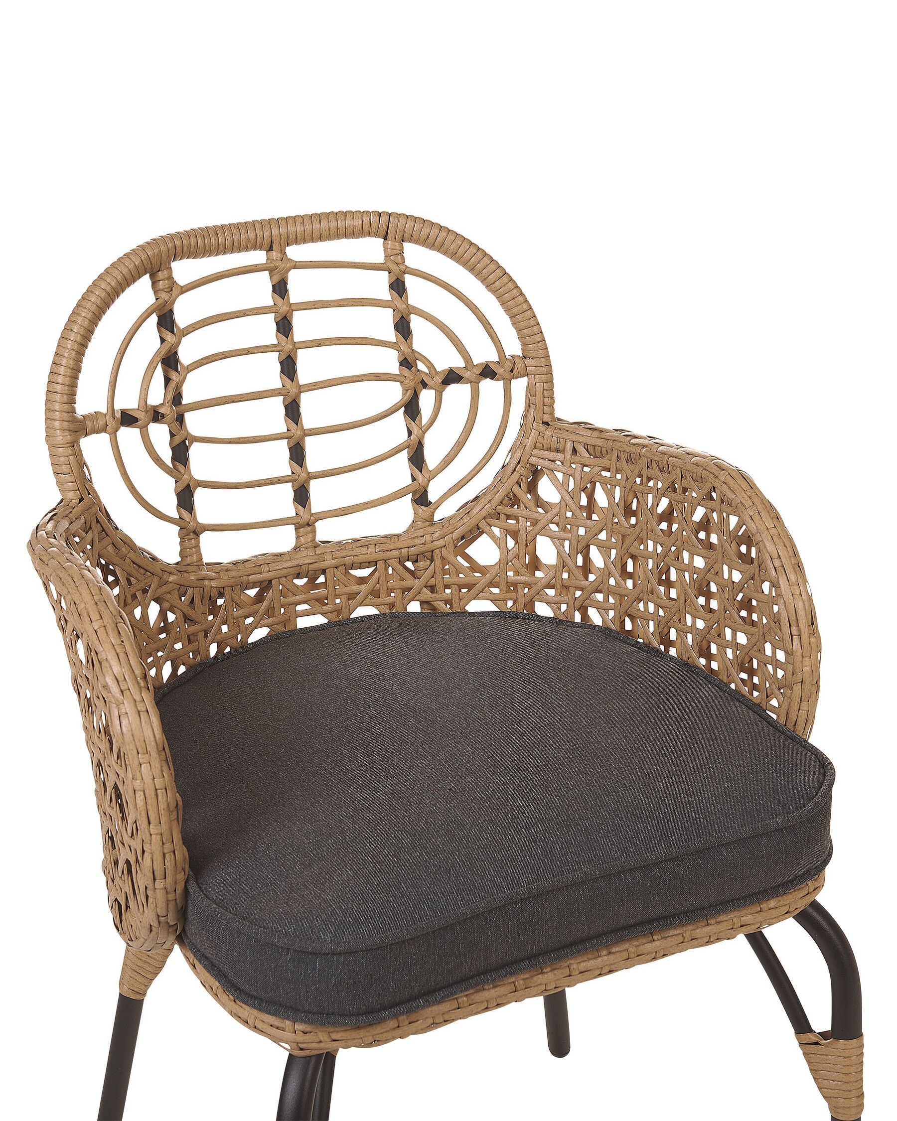Set of 6 Garden Chairs with Cushions Rattan Natural