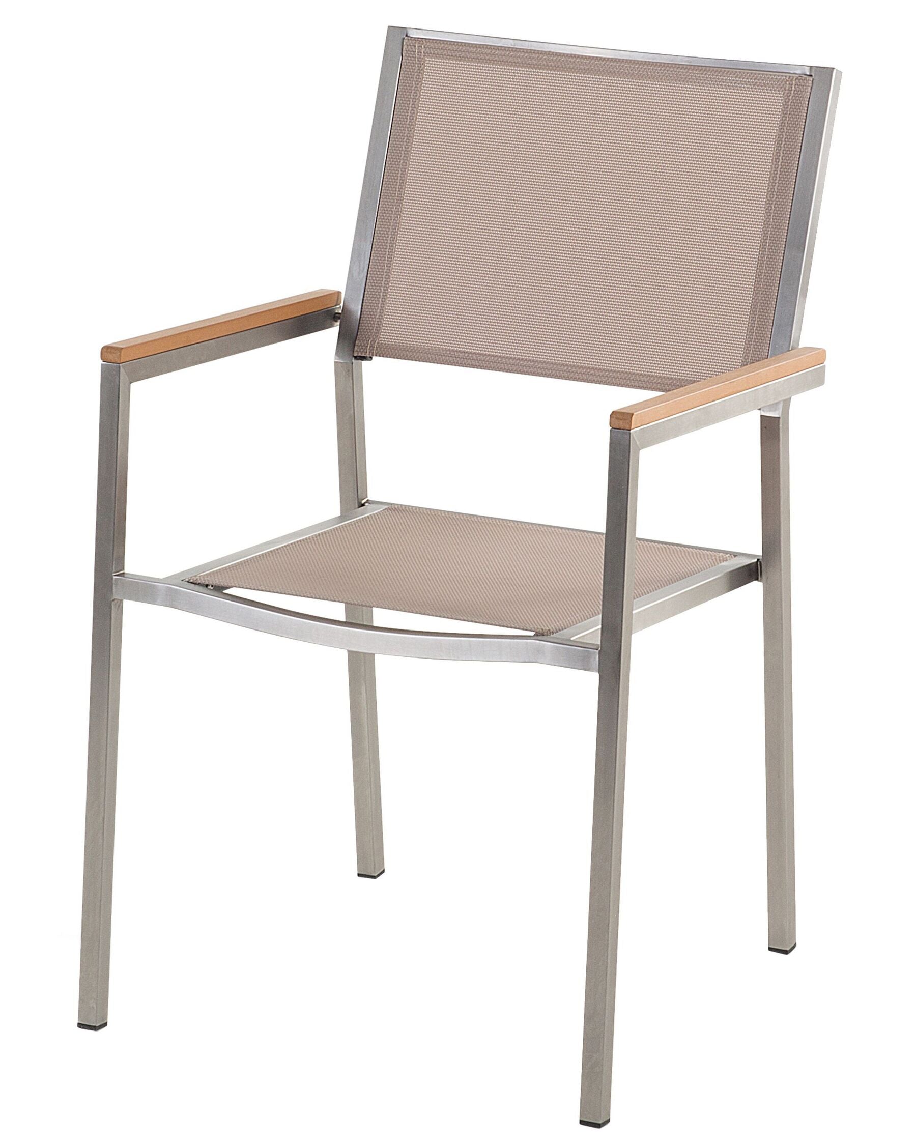 Set of 6 Garden Chairs GROSSETO Stainless Steel Beige