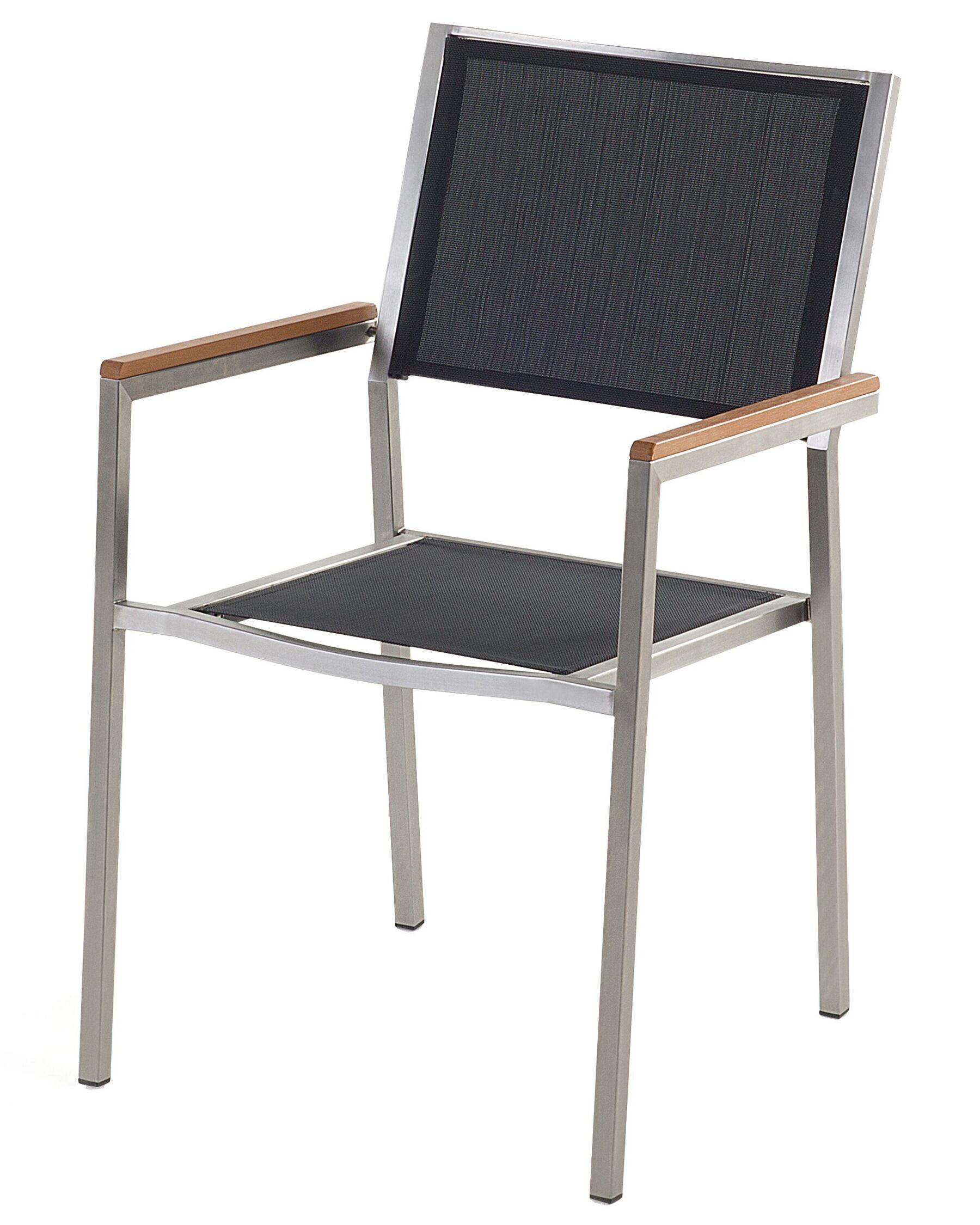 Set of 4 Garden Chairs GROSSETO Stainless Steel Black