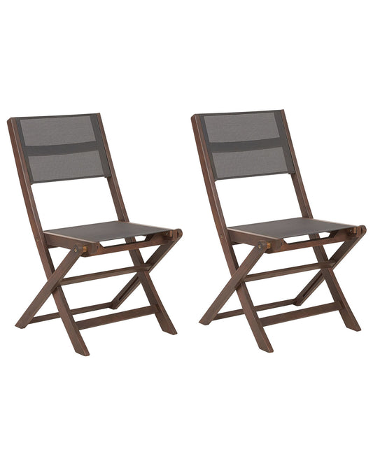 Set of 2 Garden Chairs CESANA Acacia Wood Dark Brown