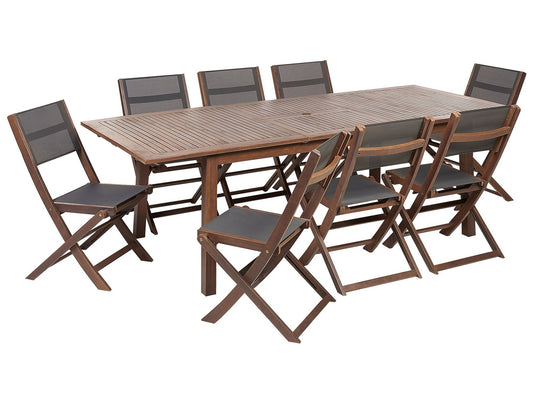 Garden Dining Set 8 Seater CESANA Acacia Wood Dark Brown
