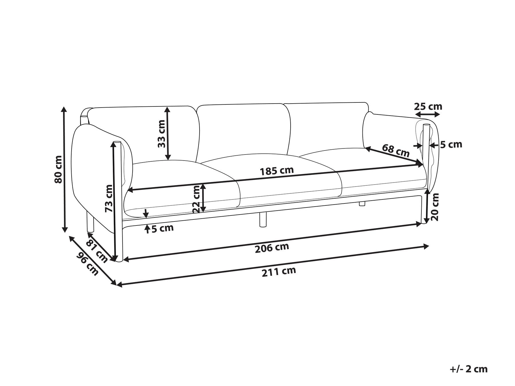 Garden Sofa 3 Seater ESPERIA Metal Grey