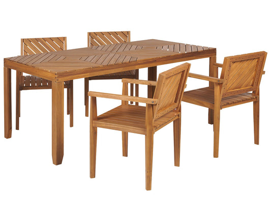 Garden Dining Set 4 Seater BARATTI Acacia Wood Brown