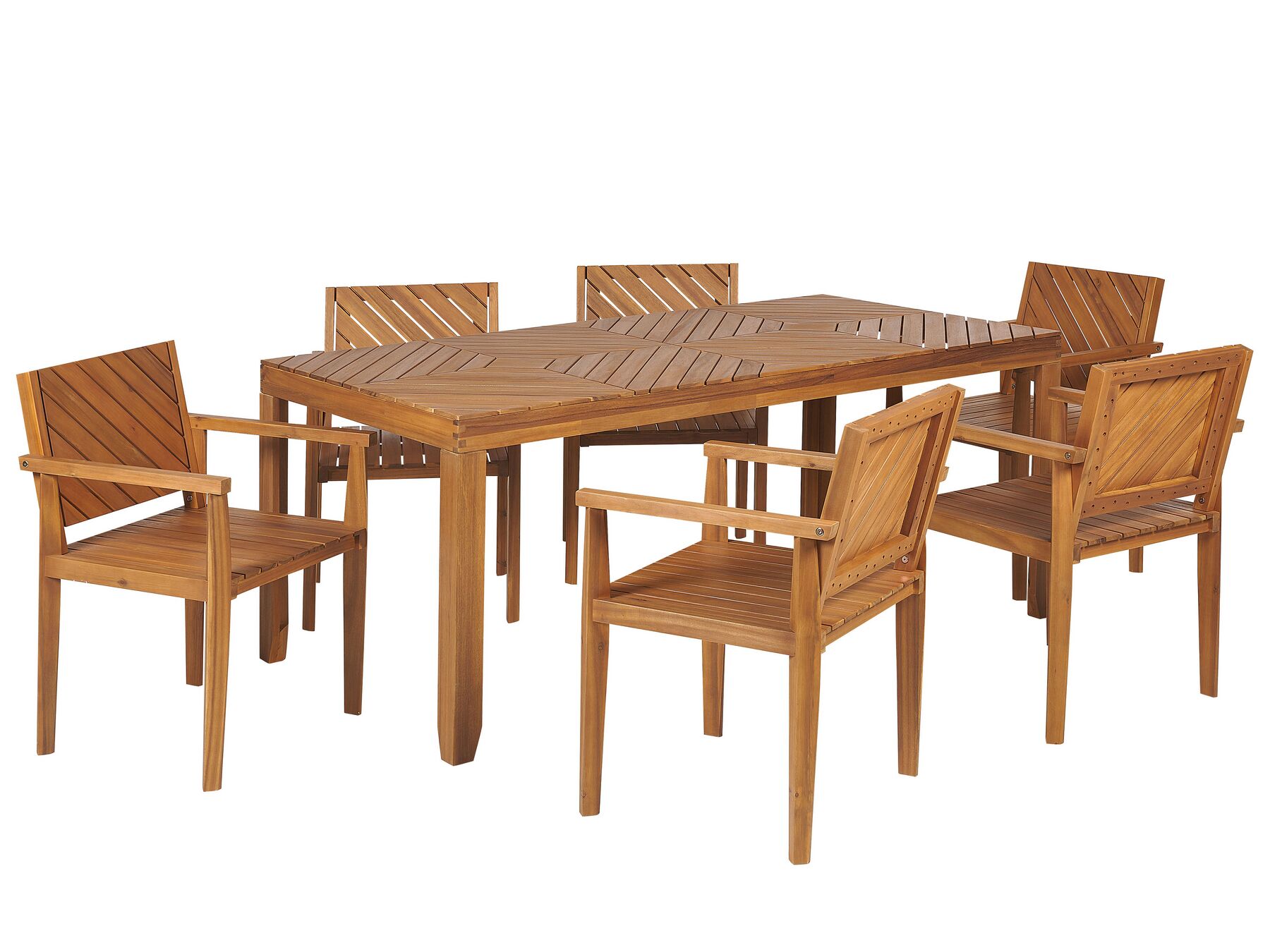 Garden Dining Set 6 Seater BARATTI Acacia Wood Brown