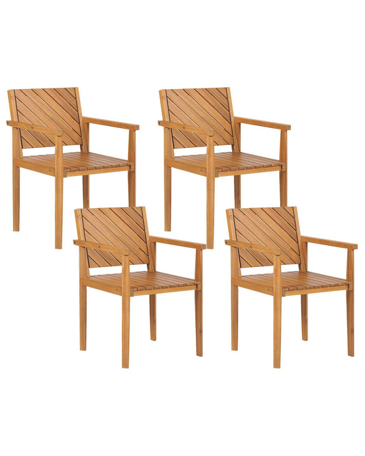 Set of 4 Garden Chairs BARATTI Acacia Wood Brown