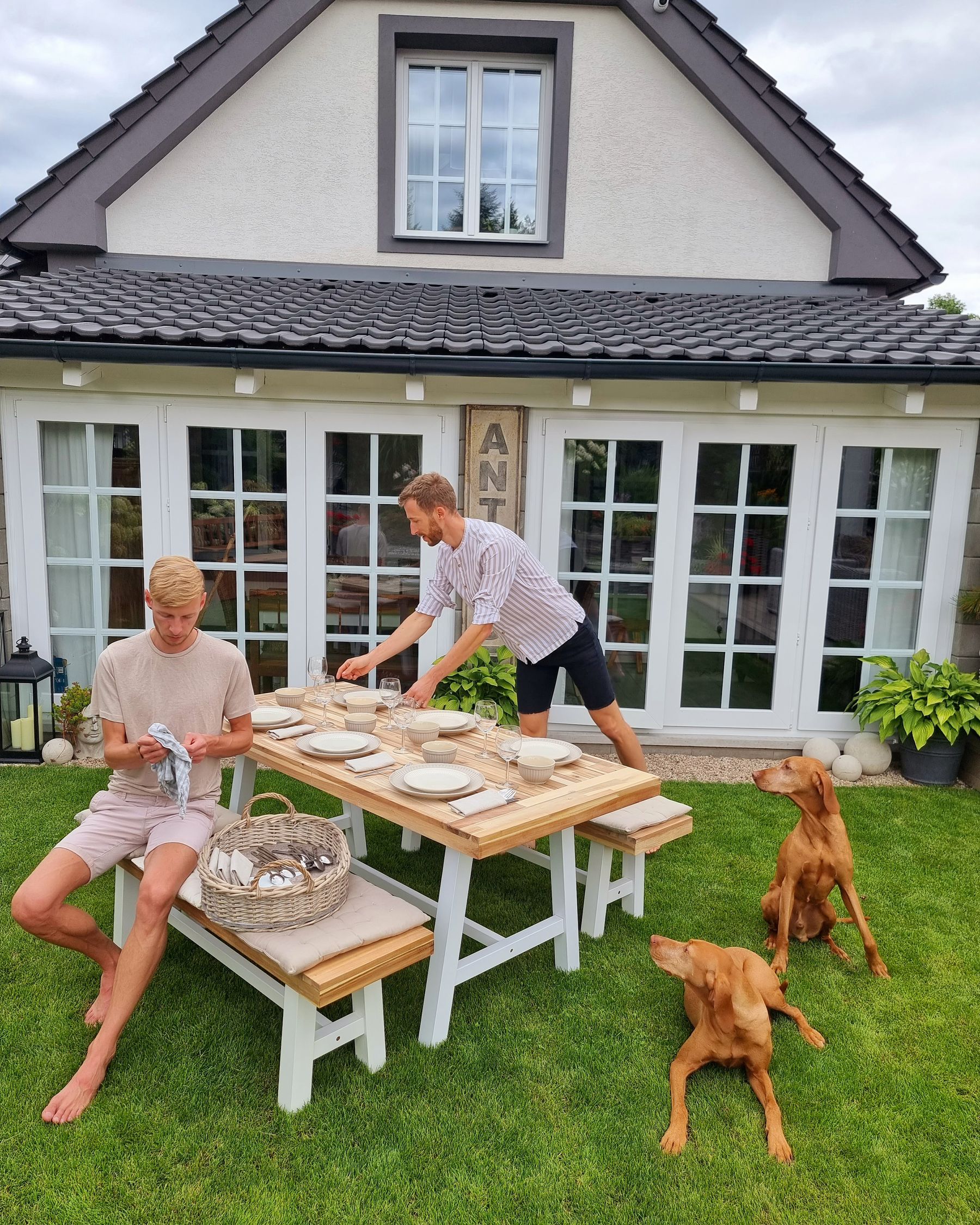 Garden Dining Set 6 Seater SCANIA Acacia Wood White
