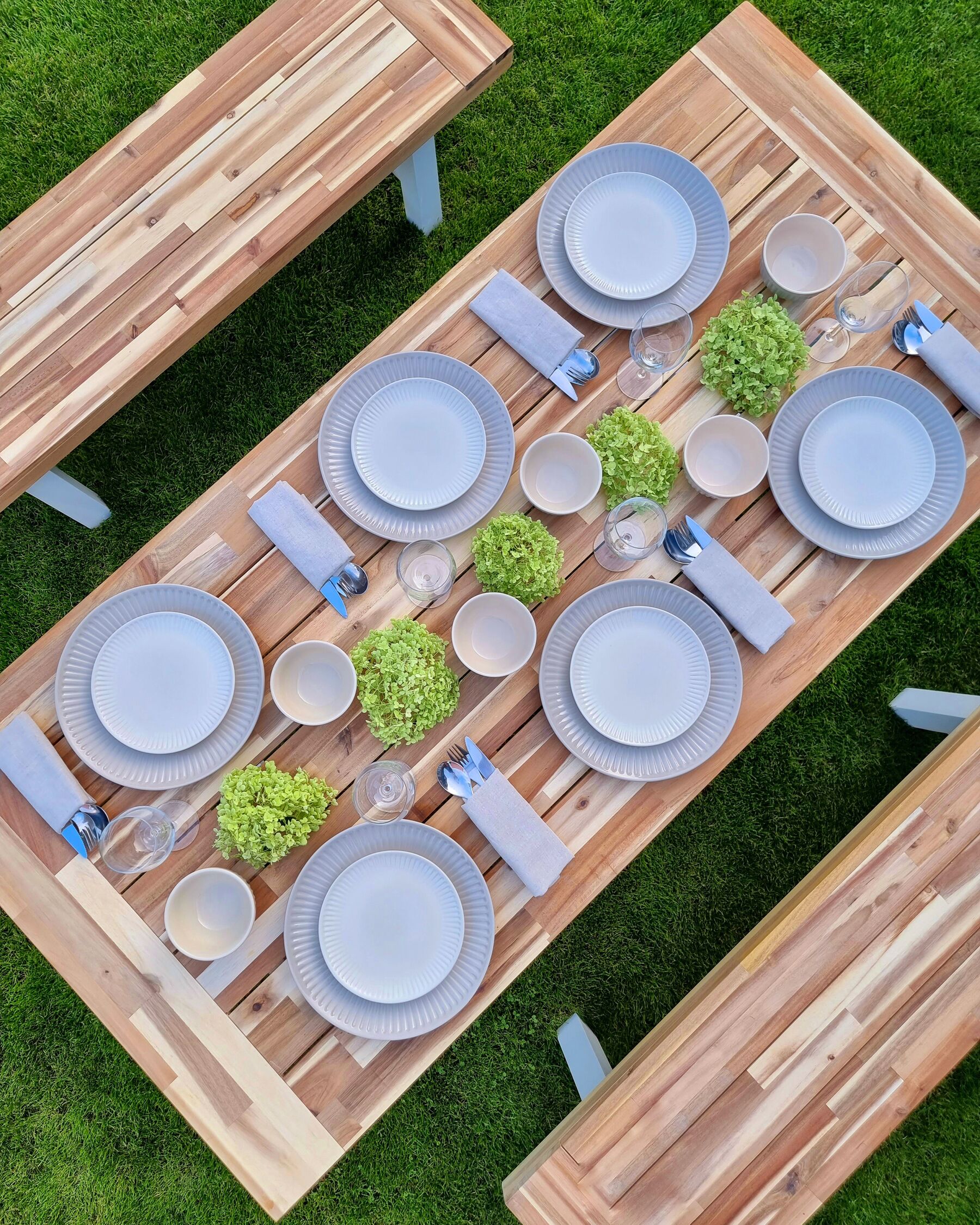 Garden Dining Set 6 Seater SCANIA Acacia Wood White