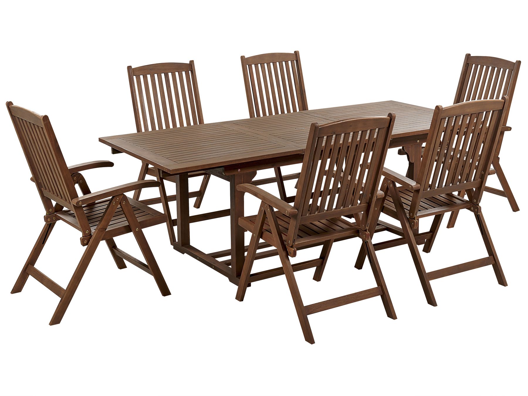Garden Dining Set 6 Seater AMANTEA Acacia Wood Dark Brown