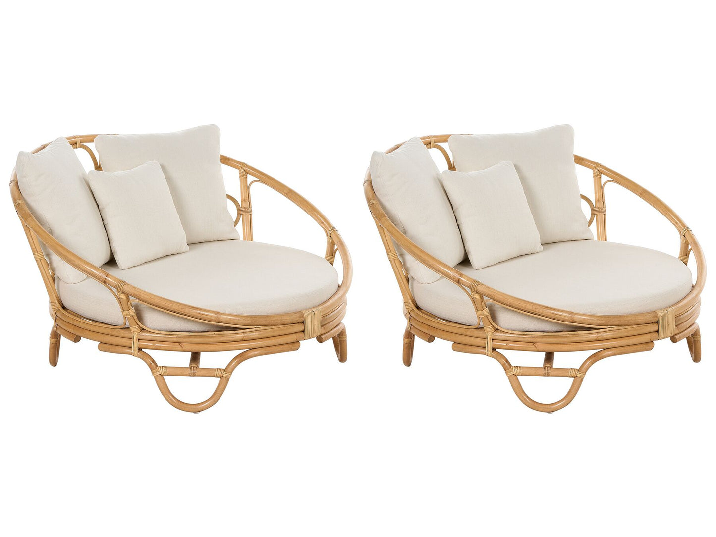 Set of 2 Garden Daybeds ROSSANO Rattan Natural