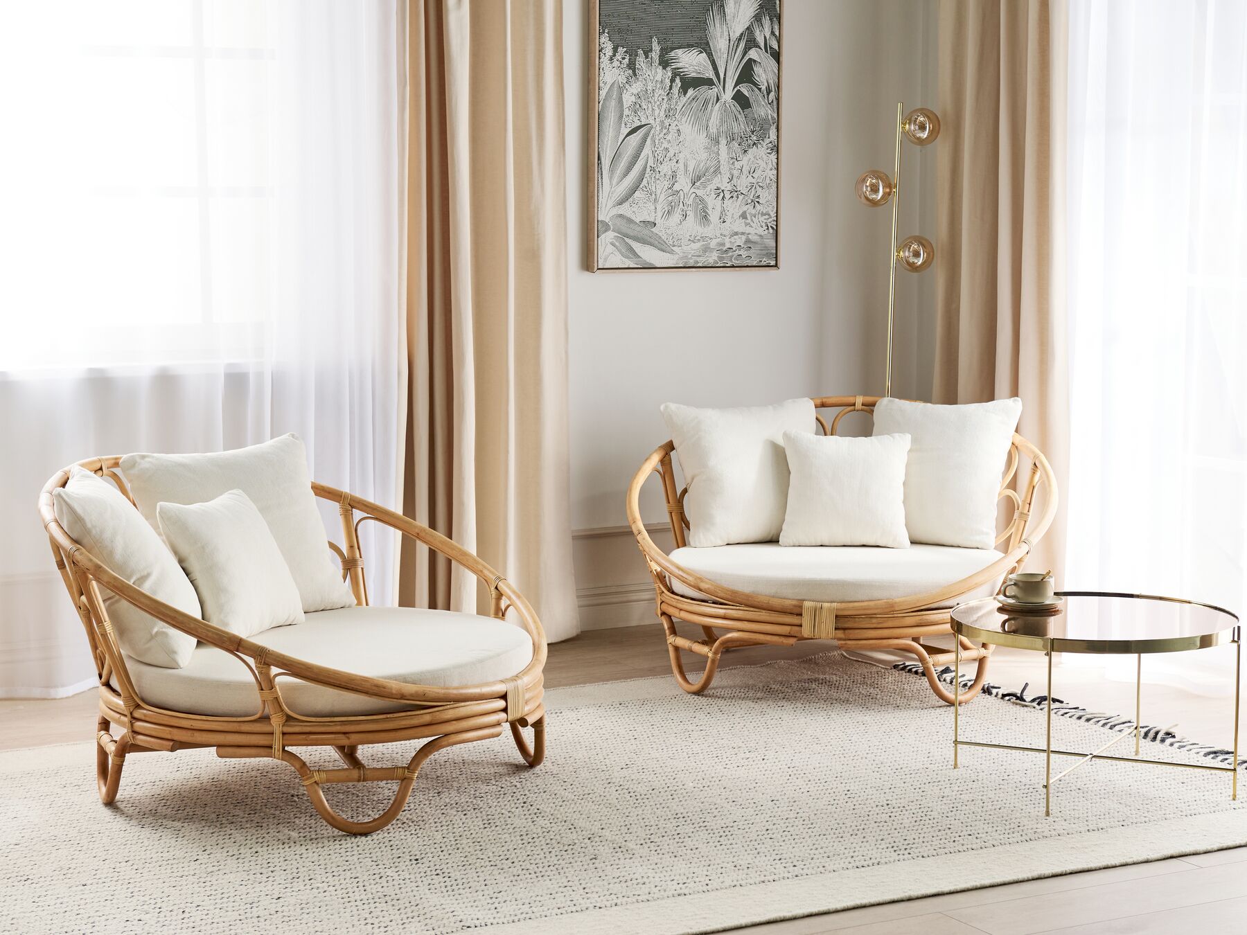 Set of 2 Garden Daybeds ROSSANO Rattan Natural