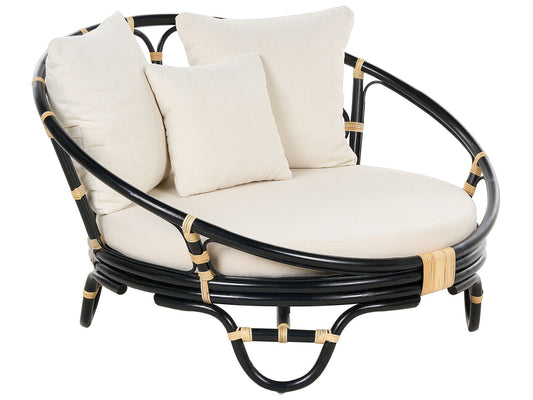 Garden Daybed ROSSANO Rattan Black