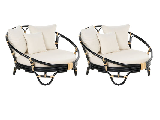 Set of 2 Garden Daybeds ROSSANO Rattan Black