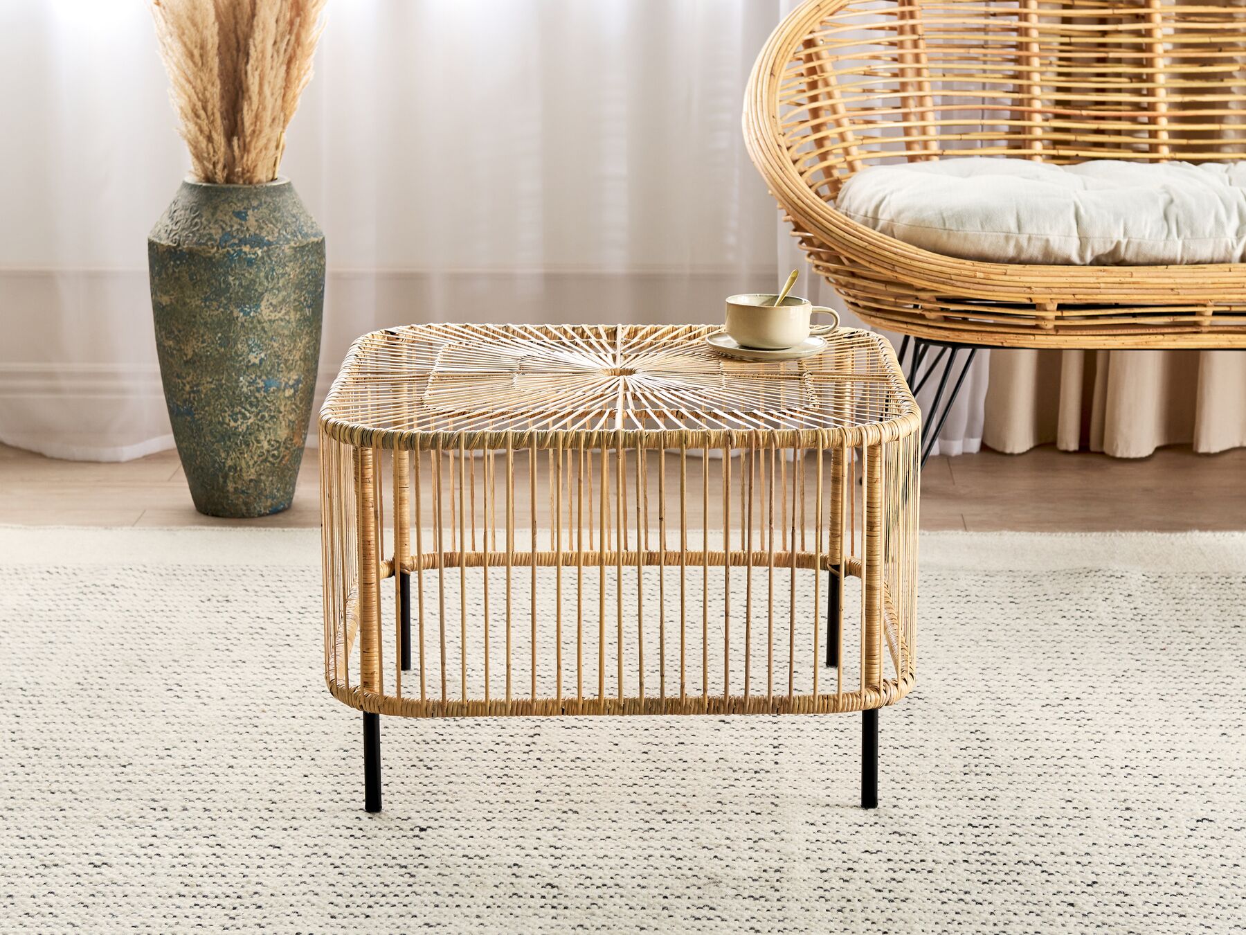 Rattan Garden Coffee Table 67 x 67 cm Natural CESENATICO