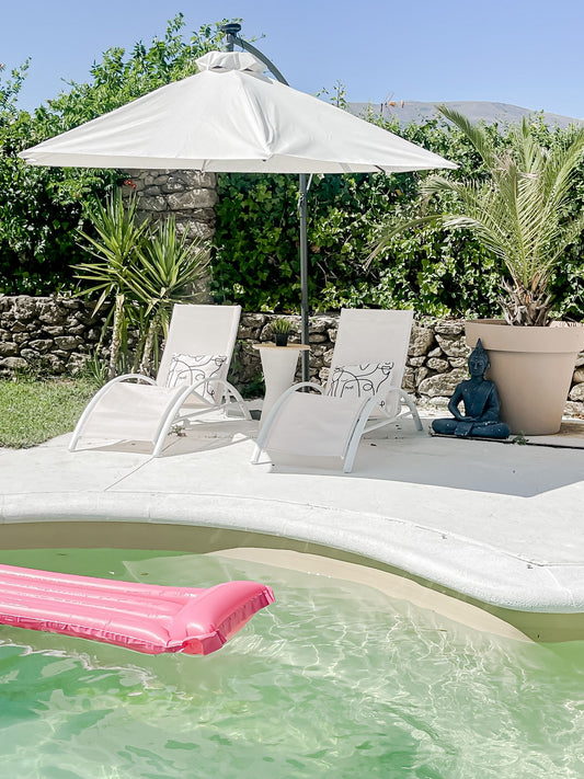Steel Folding Garden Sun Lounger Beige GAETA