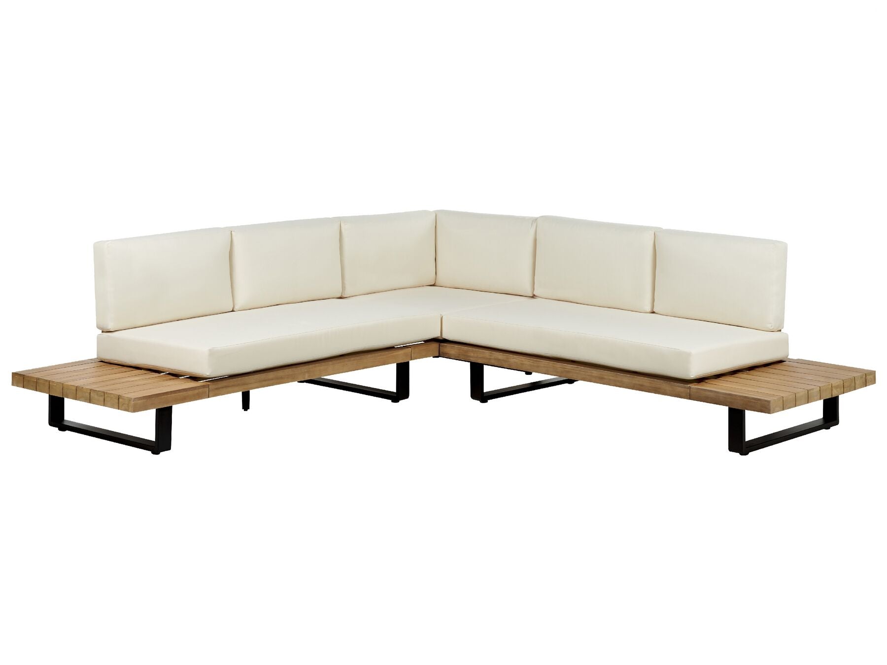 Garden Corner Sofa with Table 5 Seater MYKONOS Right Hand Certified Acacia Wood Off-White