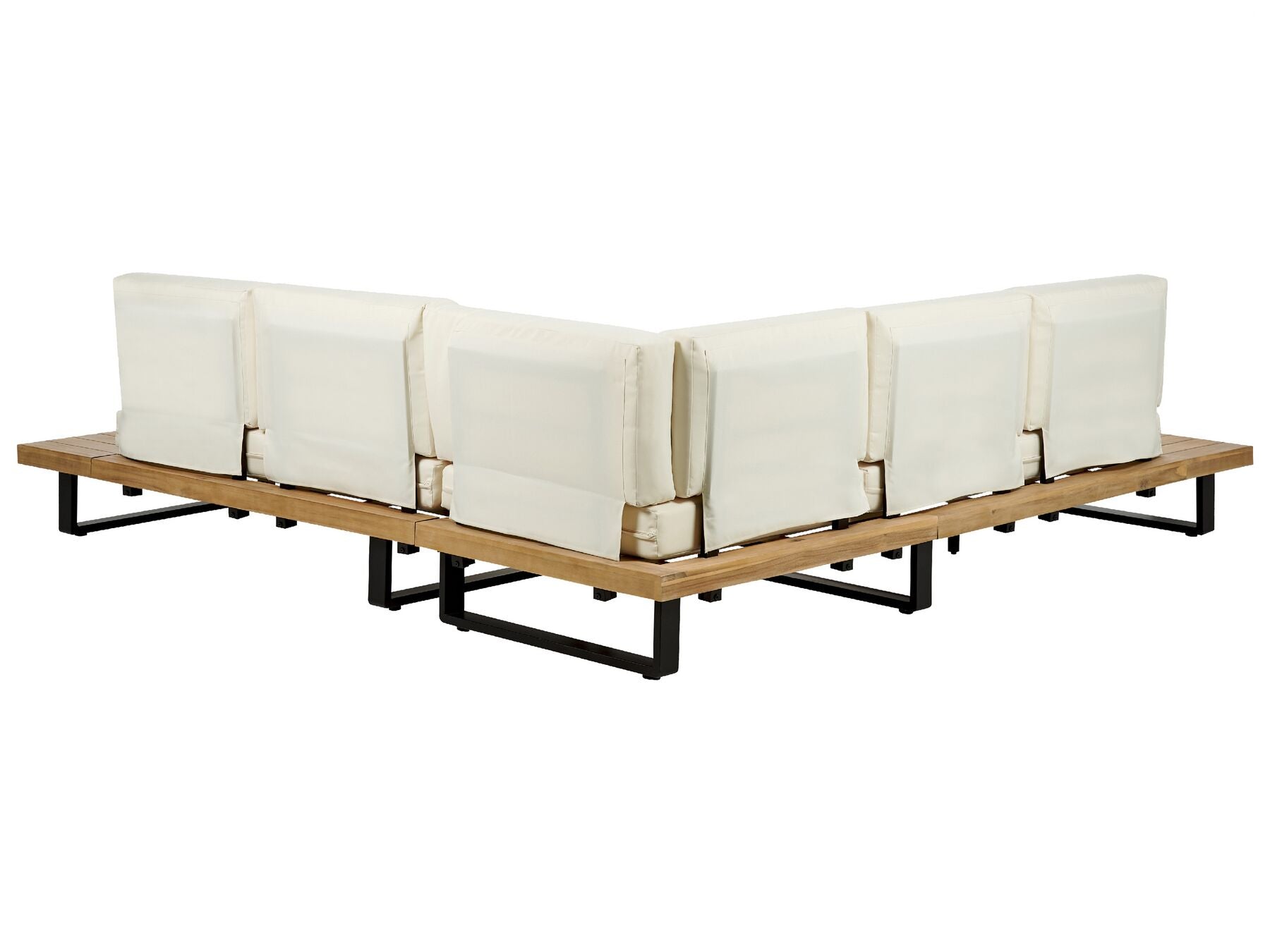 Garden Corner Sofa with Table 5 Seater MYKONOS Right Hand Certified Acacia Wood Off-White