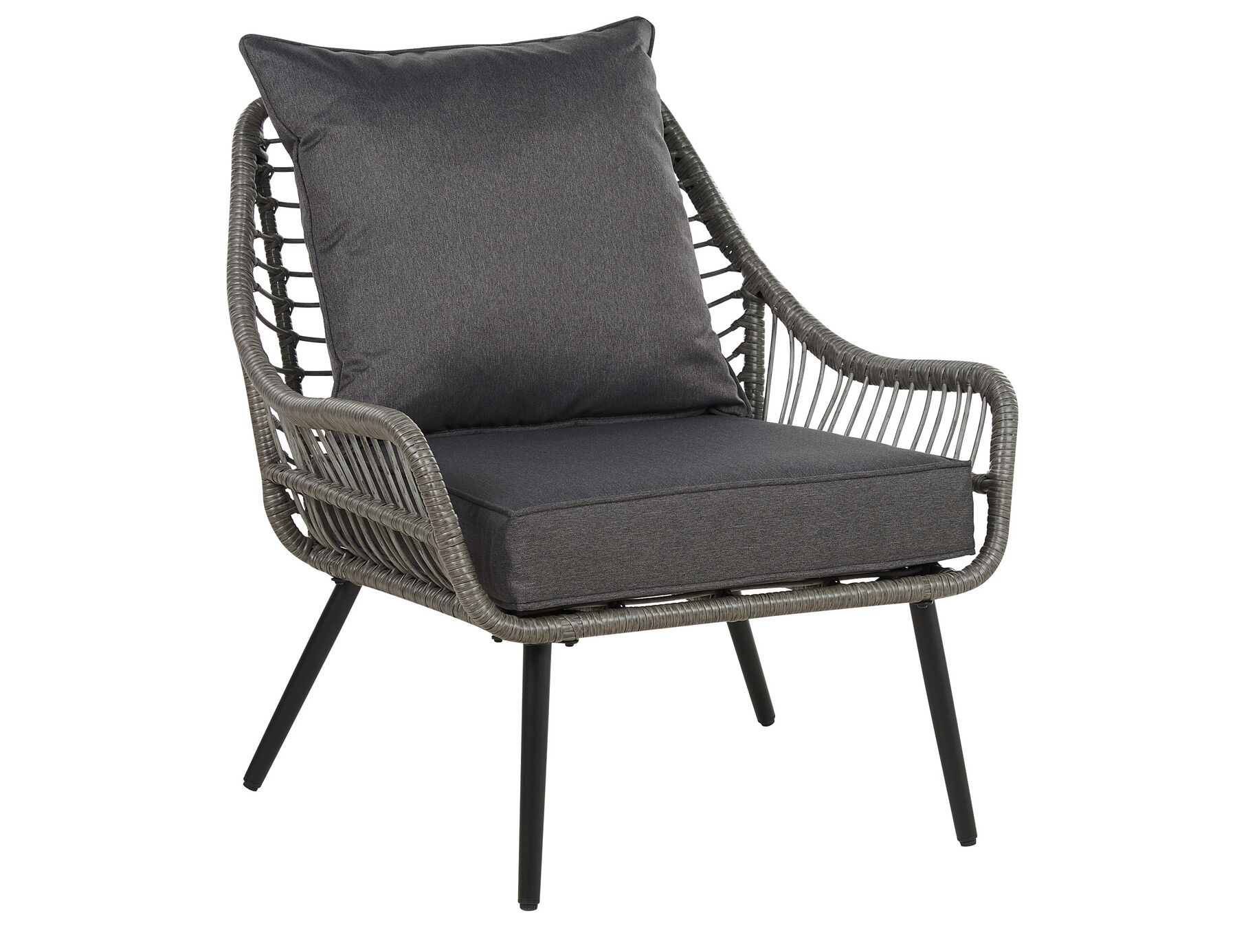 Bistro Set with Cushions LAURETO PE Rattan Grey