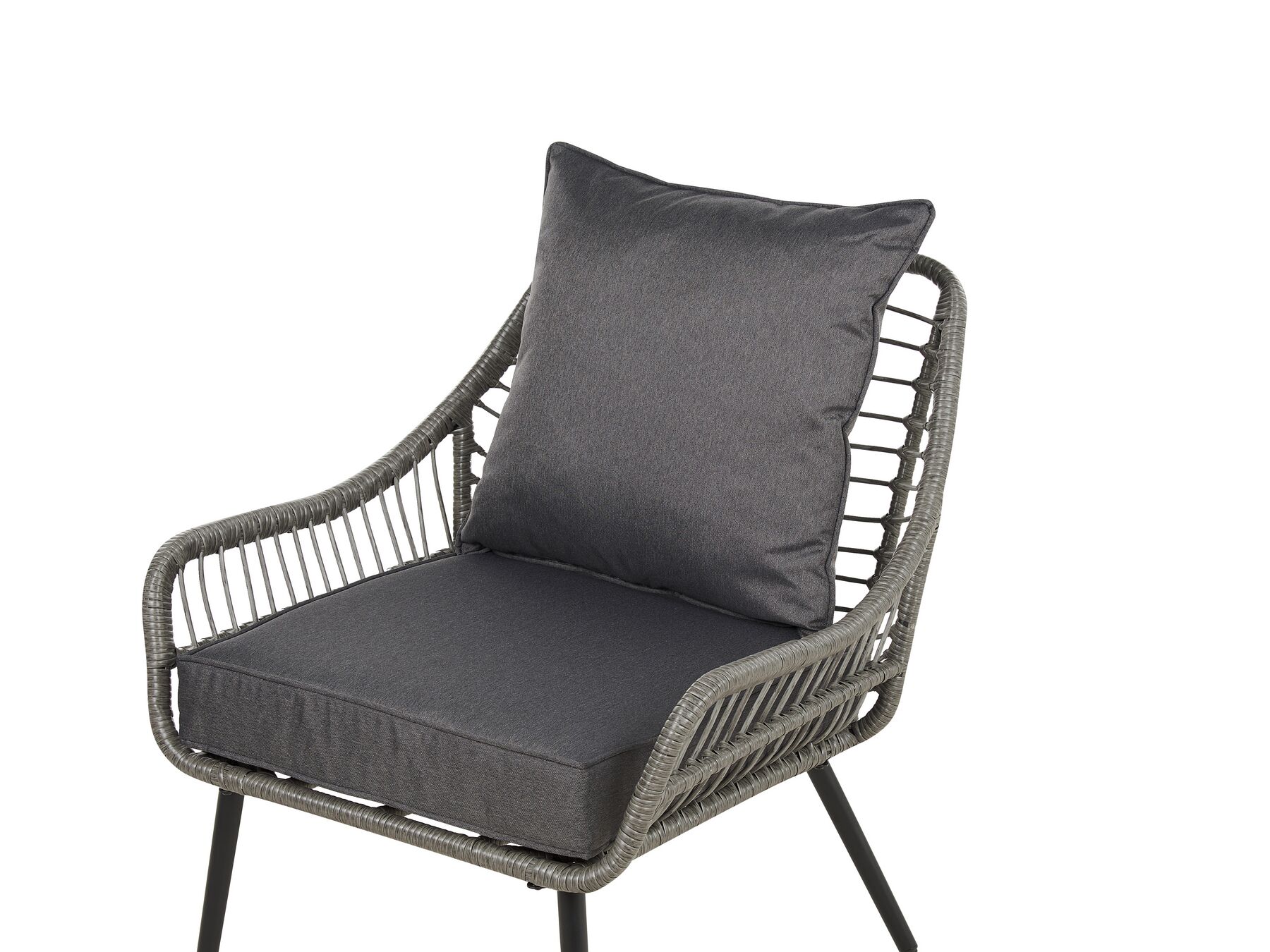 Bistro Set with Cushions LAURETO PE Rattan Grey
