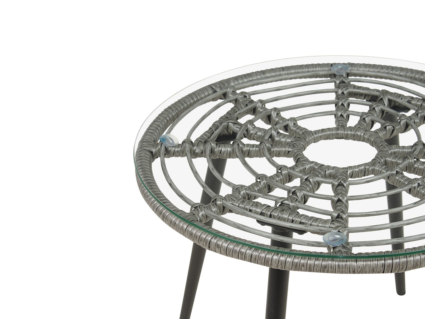 Bistro Set with Cushions LAURETO PE Rattan Grey