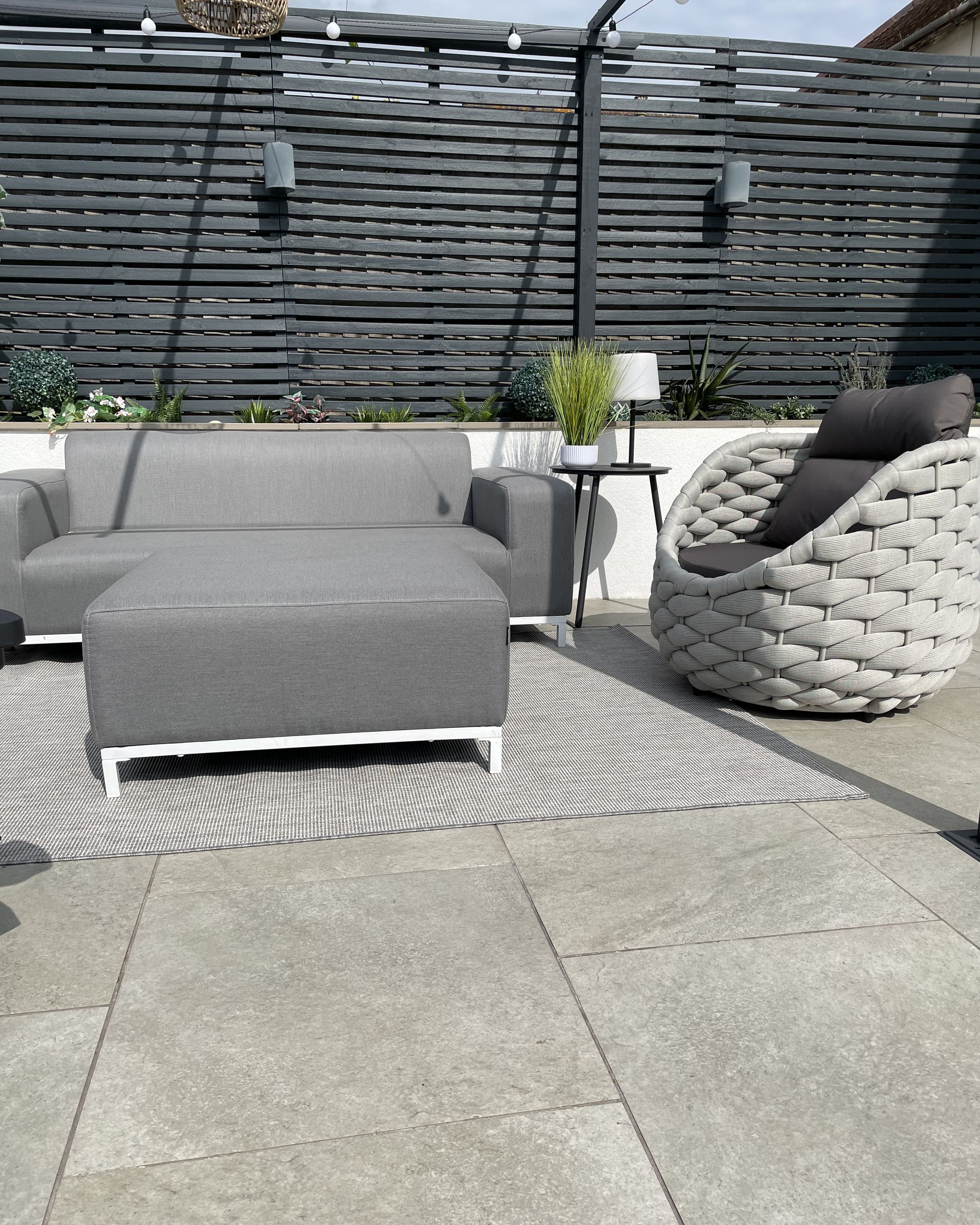 Garden Sofa Grey with White ROVIGO