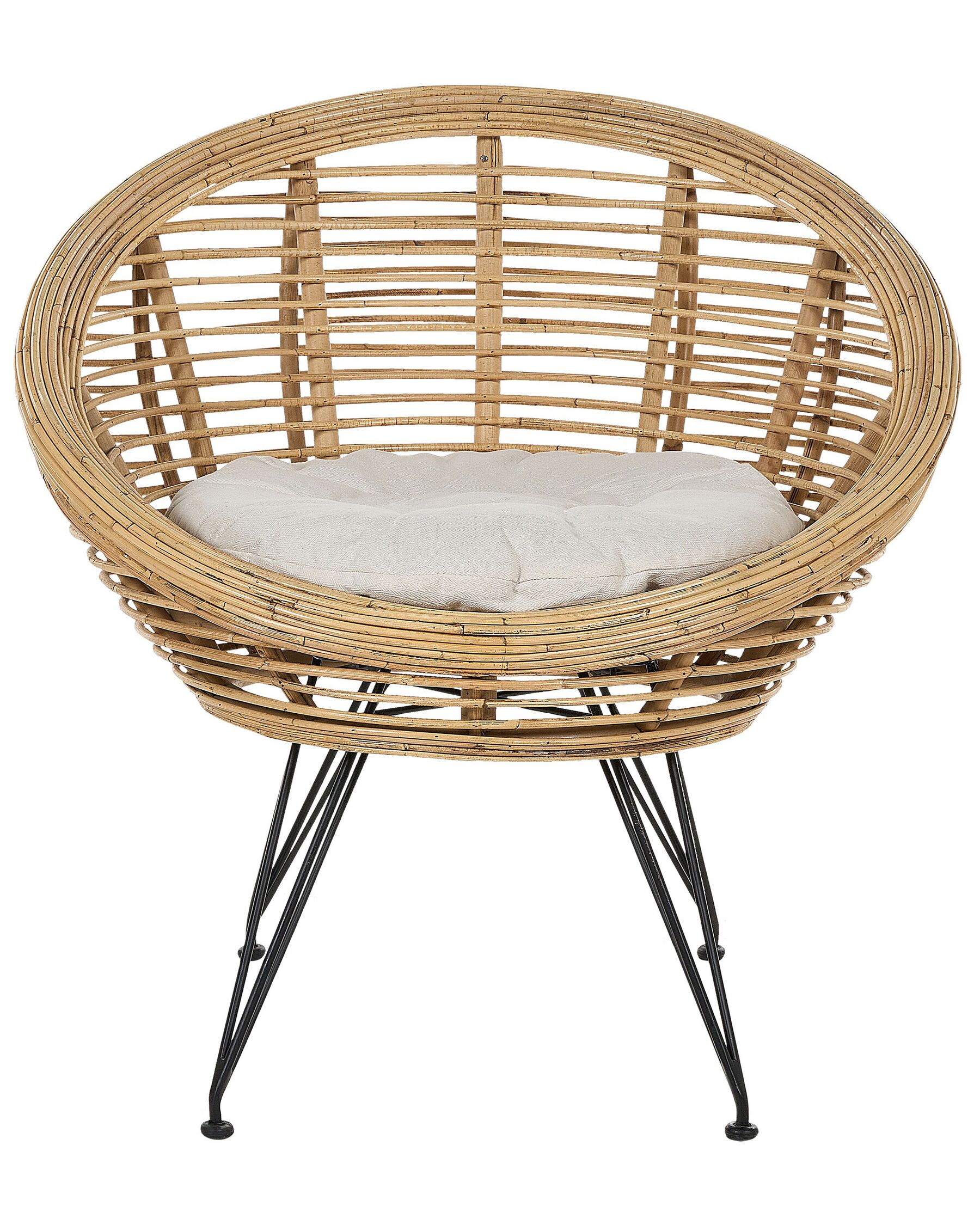 Set of 2 Garden Chairs with Cushions MARATEA Rattan Natural