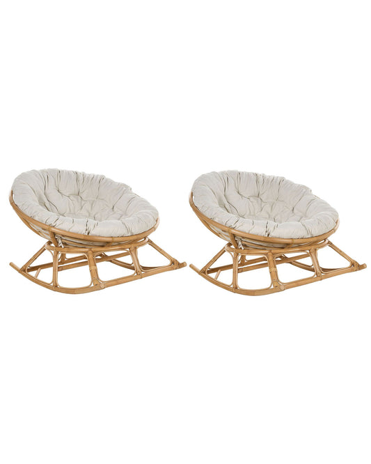 Set of 2 Rocking Chairs ORVIETO Rattan Natural