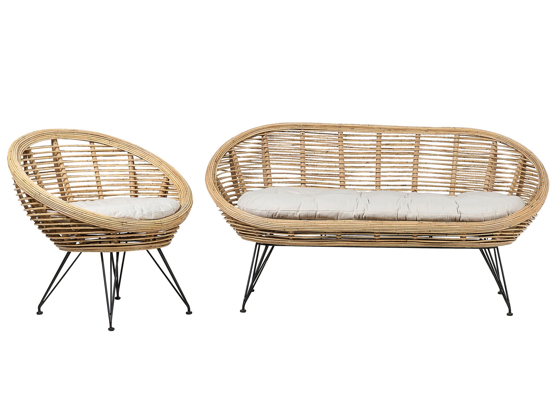Garden Sofa Set 3 Seater MARATEA Rattan Natural