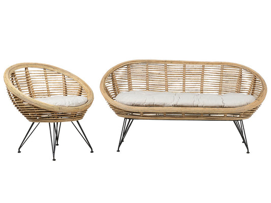 Garden Sofa Set 3 Seater MARATEA Rattan Natural