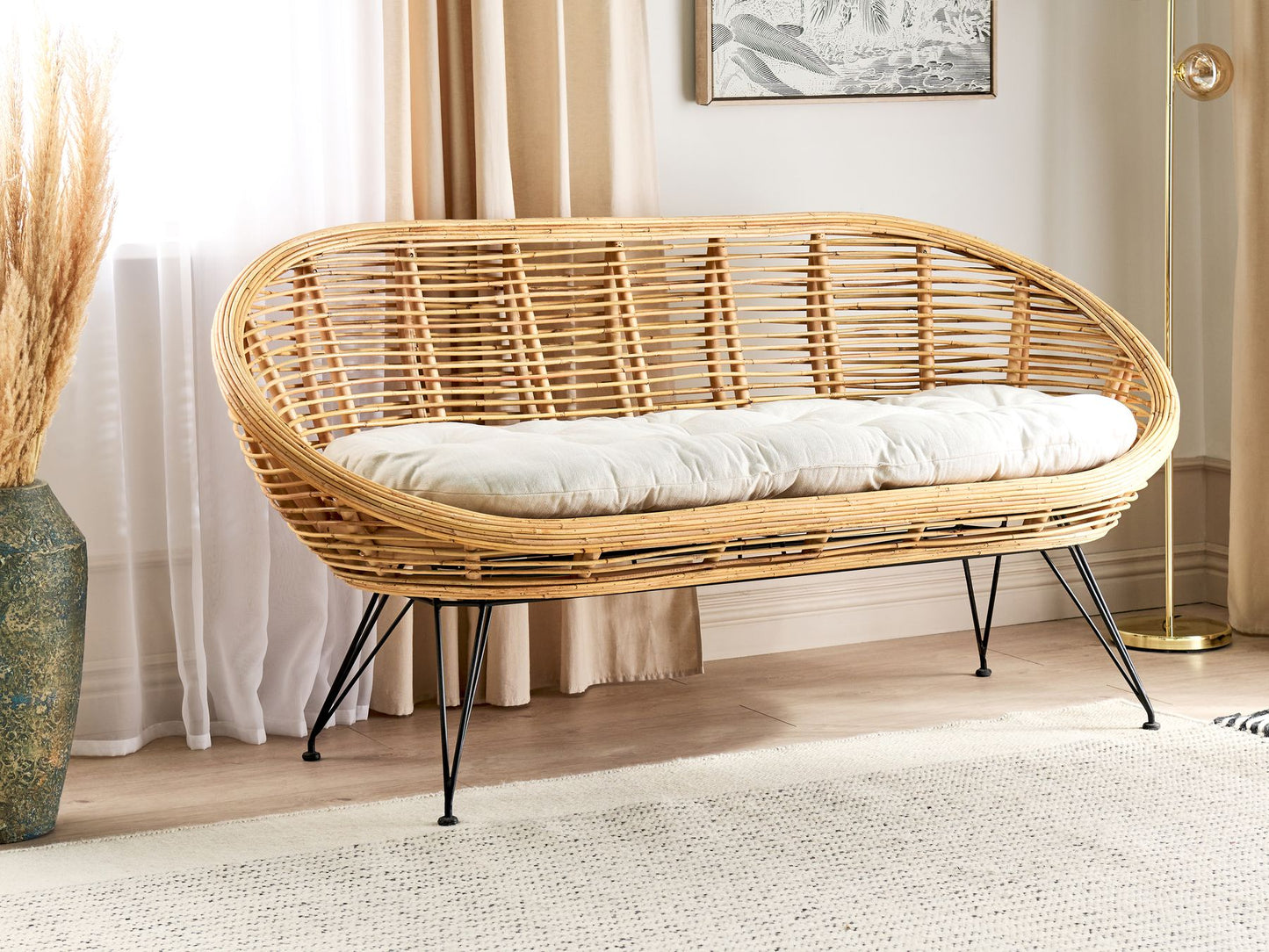 Garden Sofa 2 Seater MARATEA Rattan Natural