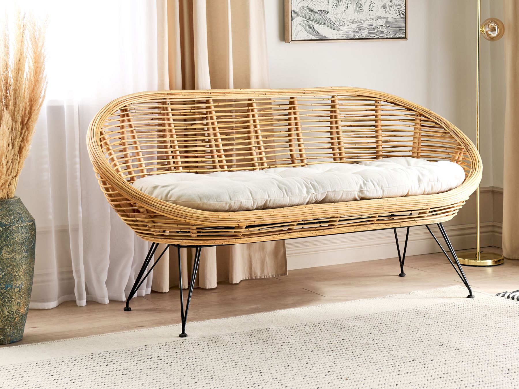 Garden Sofa 2 Seater MARATEA Rattan Natural
