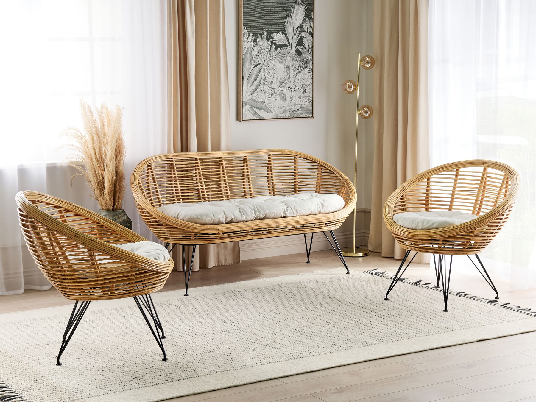 Garden Sofa Set 4 Seater MARATEA Rattan Natural