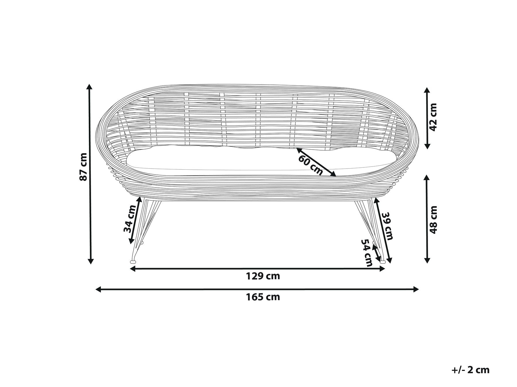 Garden Sofa 2 Seater MARATEA Rattan Natural