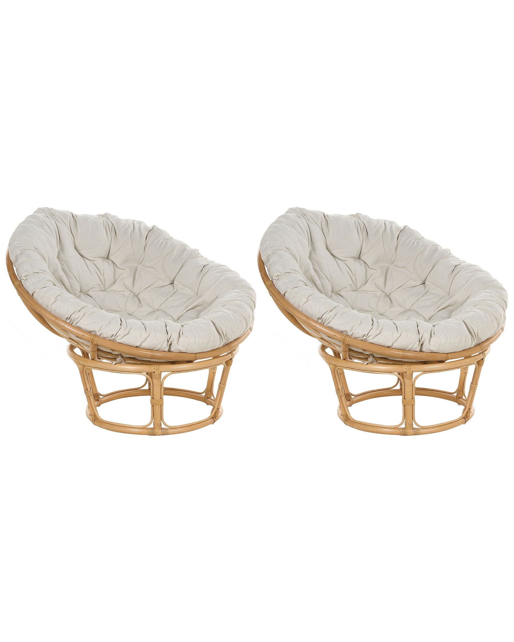 Set of 2 Garden Armchairs with Cushions SALVO Rattan Natural