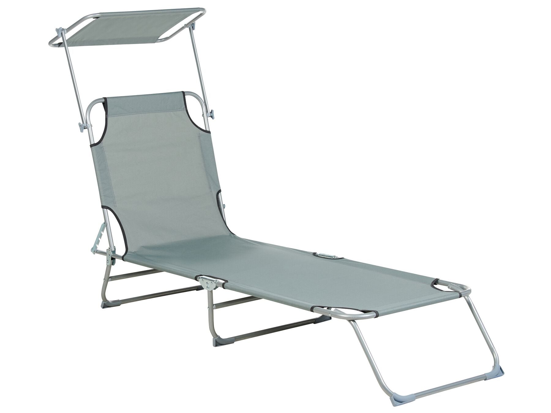 Steel Reclining Sun Lounger with Canopy Grey FOLIGNO