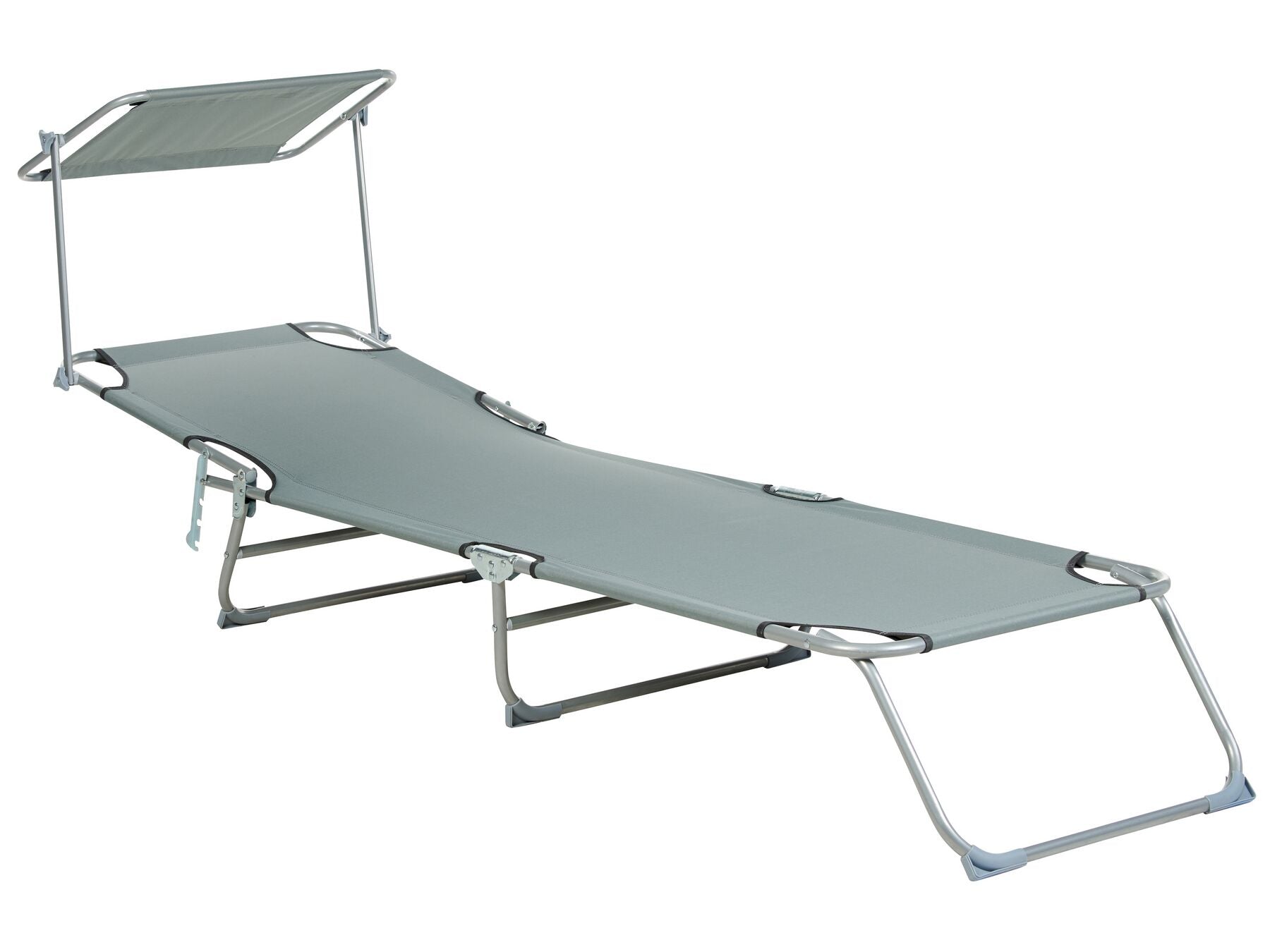 Steel Reclining Sun Lounger with Canopy Grey FOLIGNO