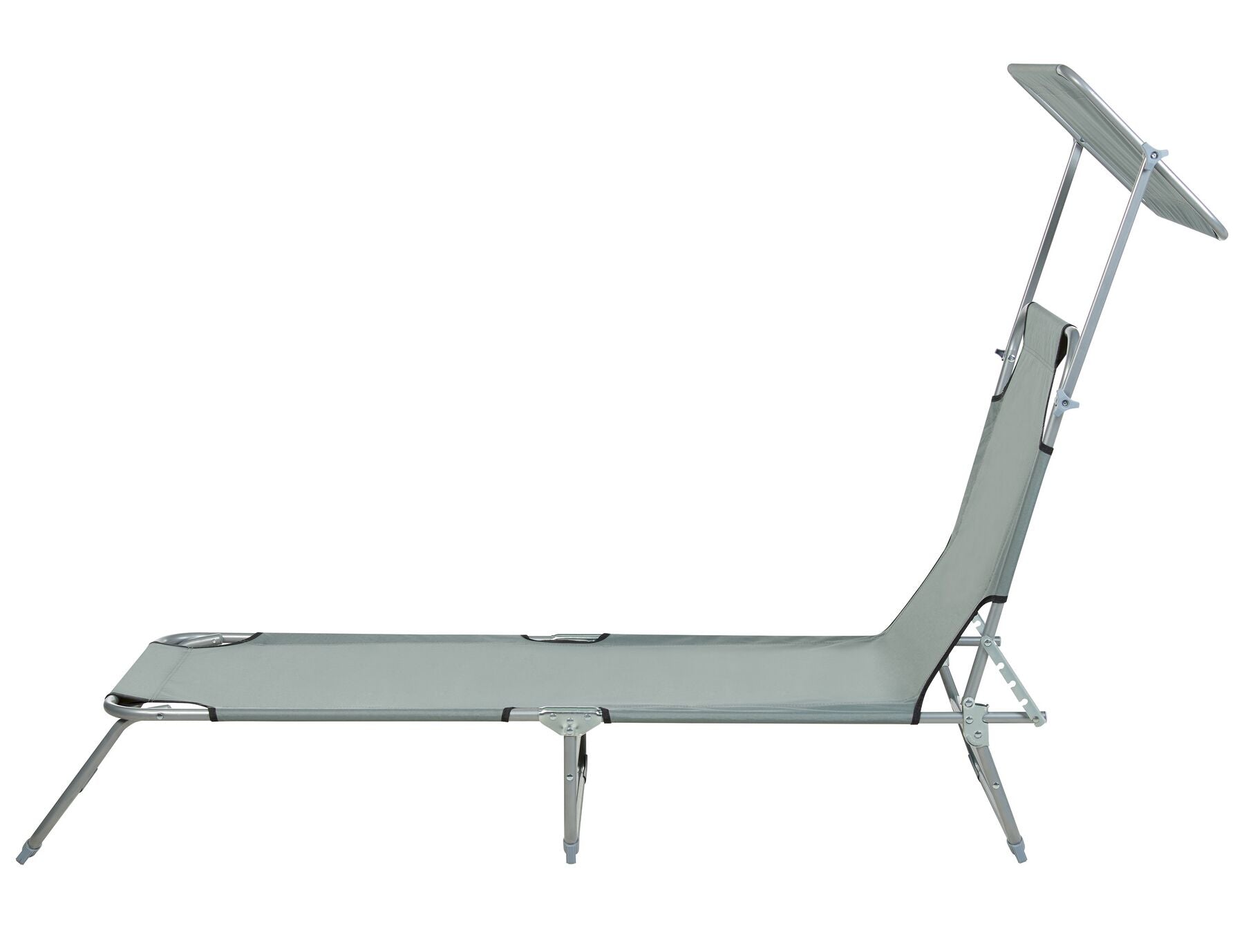 Steel Reclining Sun Lounger with Canopy Grey FOLIGNO