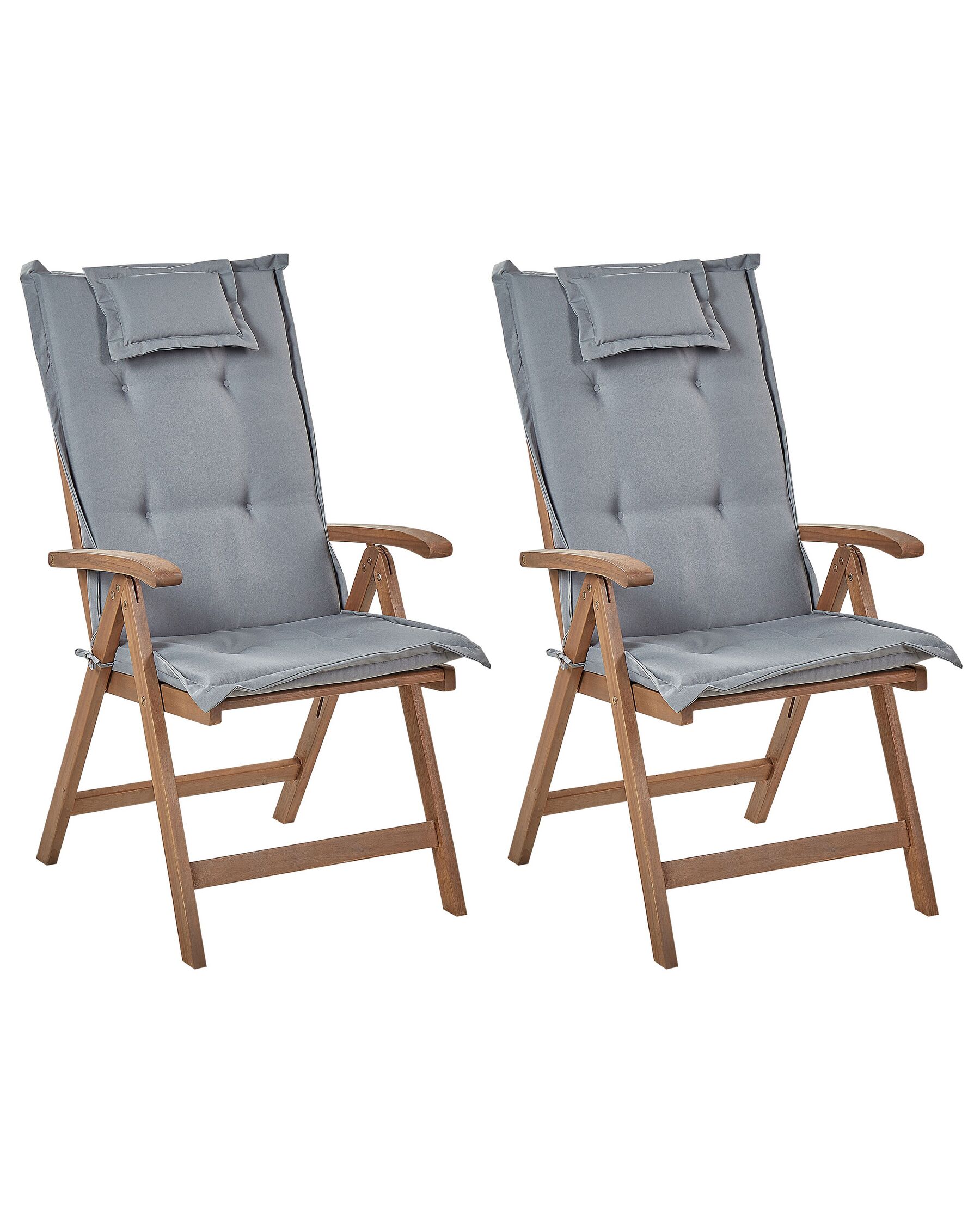 Set of 2 Garden Chairs with Cushions AMANTEA Acacia Wood Grey