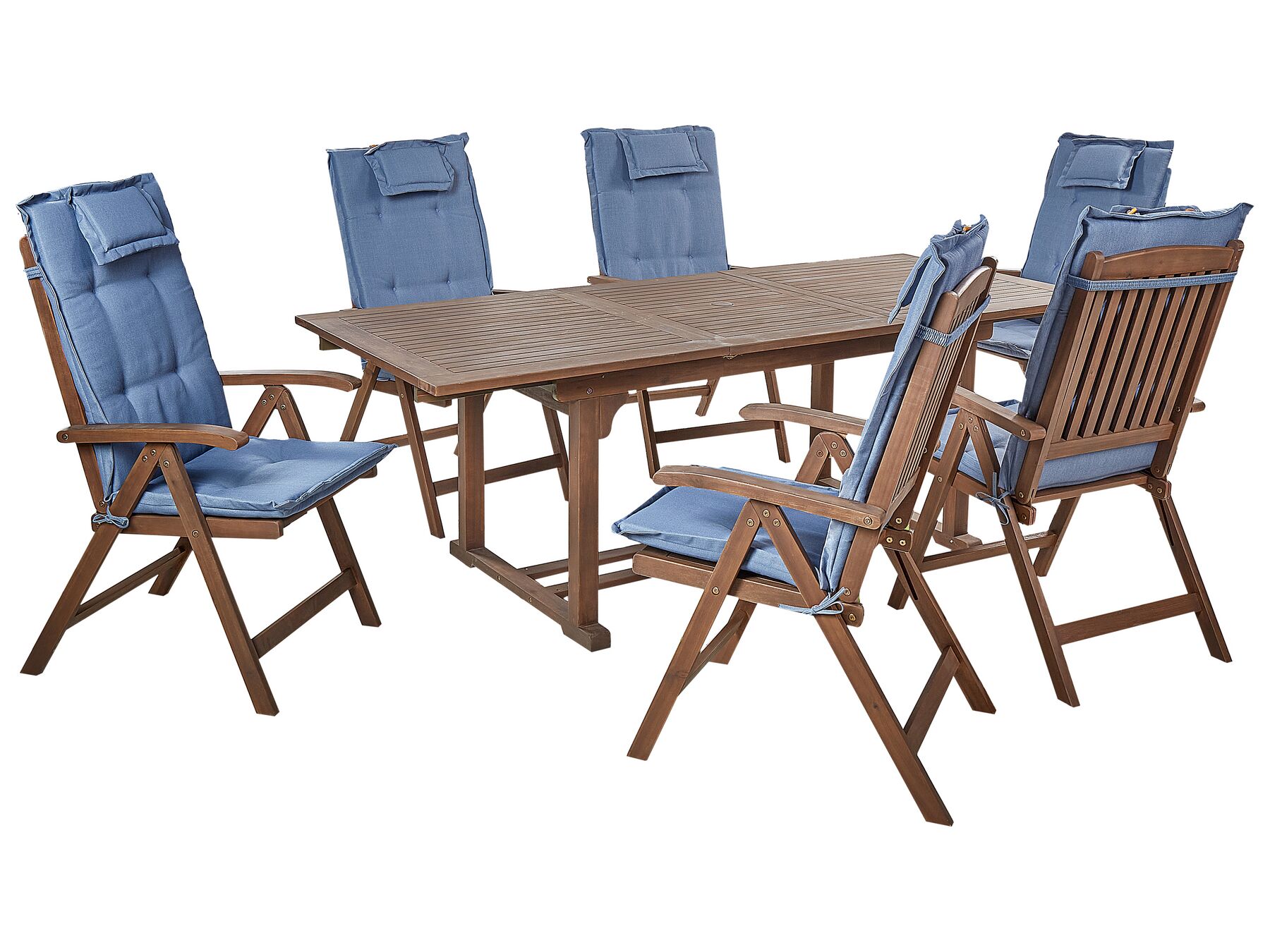 Garden Dining Set 6 Seater AMANTEA with Cushions Acacia Wood Blue