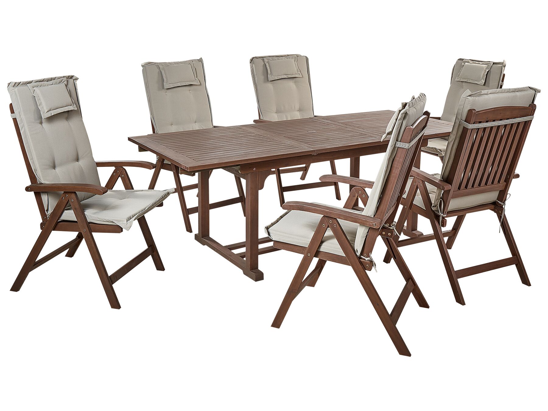 Garden Dining Set 6 Seater AMANTEA with Cushions Acacia Wood Taupe